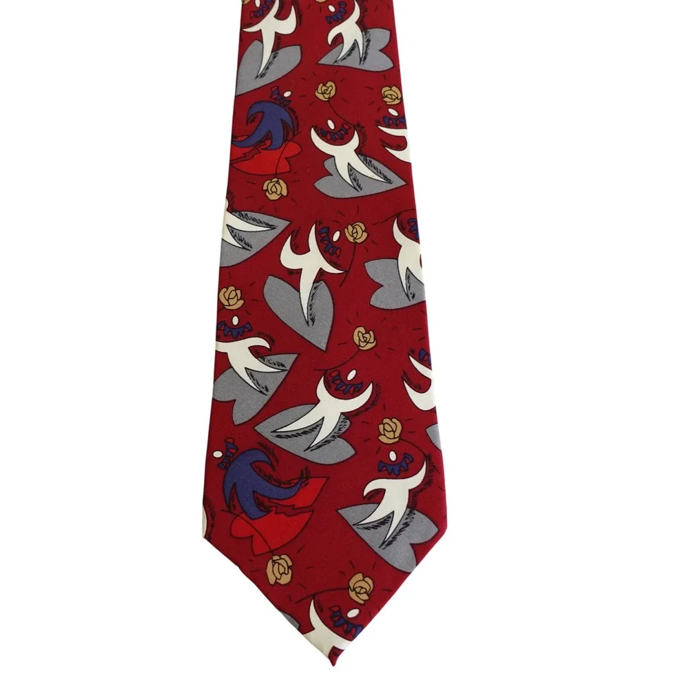 Vintage 90s The Beatles Tie Mens Red She Loves You 1991 Apple Corps Silk Necktie